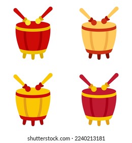 Chinese Drum in flat style isolated