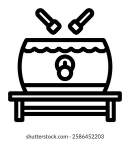 Chinese drum icon line style transparent