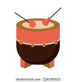 chinese drum icon on white background