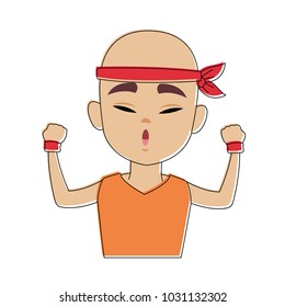 Chinese with drum and sticks cartoon