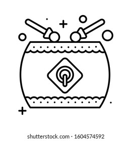 Chinese drum vector illustration, Chinese New year line icon