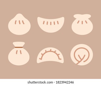 Chinese Dumpling color simple vector icon illustration