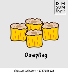 Suma de dim de bolas china Icono de línea de dibujo de color de acoplamiento. Cocina tradicional oriental. Desplome con carne, verduras, especias. Ilustración vectorial aislada