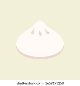 Chinese Dumpling Flat Illustration On Color Background. Chinese Cuisine. Asian Traditional Food And Culinary Vector. Can Use For Resto, Resturant, Banner, Logo, Poster. Eastern Traditional Dumpling