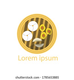 chinese dumpling logo vector. traditional food logo icon.