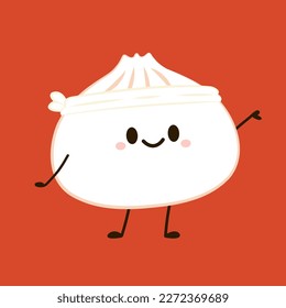 Chinese dumplings character design. Chinese dumplings is Chinese food. Bao cartoon.