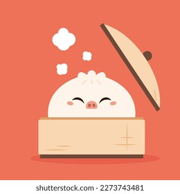 Chinese dumplings character design. Chinese dumplings is Chinese food. Bao cartoon.