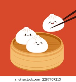 Chinese dumplings character design. Chinese dumplings is Chinese food. Bao cartoon.