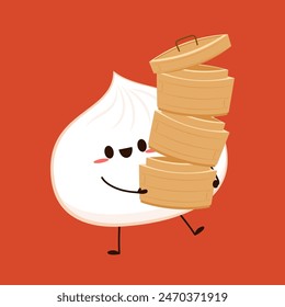 Chinese dumplings character design. Chinese dumplings is Chinese food. Bao cartoon.