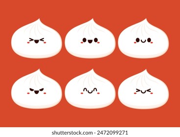 Chinese dumplings character design. Chinese dumplings is Chinese food. Bao cartoon.