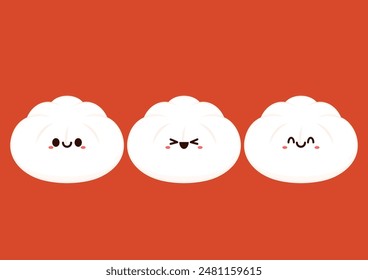 Chinese dumplings character design. Chinese dumplings is Chinese food. Bao cartoon.