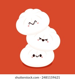 Chinese dumplings character design. Chinese dumplings is Chinese food. Bao cartoon.