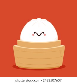 Chinese dumplings character design. Chinese dumplings is Chinese food. Bao cartoon.