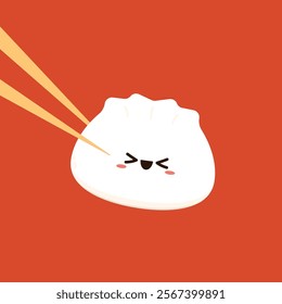 Chinese dumplings character design. Chinese dumplings is Chinese food. Bao cartoon.