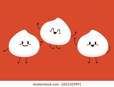 Chinese dumplings character design. Chinese dumplings is Chinese food. Bao cartoon.