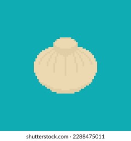 Chinese dumplings pixel art. 8 bit Food pixelated illustration 