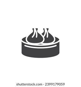 Icono vectorial de los dumplings chinos. signo plano relleno para concepto móvil y diseño web. Dim Sum manipula el icono de glifo. Símbolo, ilustración del logotipo. Gráficos vectoriales