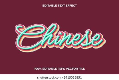 Chinese editable font. typography template text effect. lettering vector illustration logo