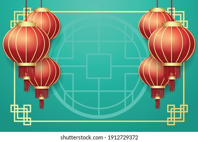Chinese elements new year with lanterns on background