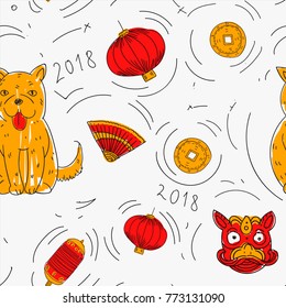 Chinese elements vector seamless pattern