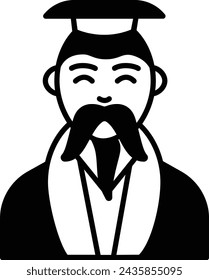 Chinese Emperor glyph and line vector illustration