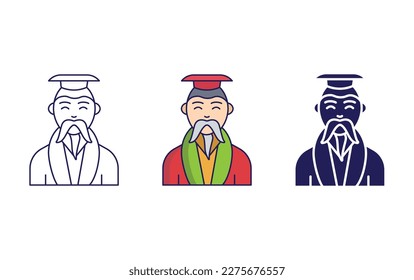 Chinese Emperor line and solid illustration icon