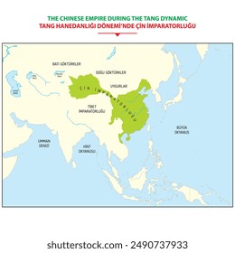 Chinese empire during the Tang dynasty. Vector illustration.