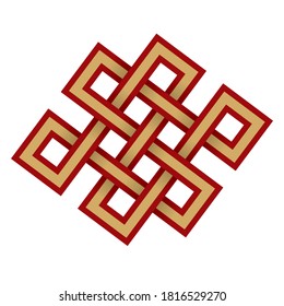 A Chinese Endless Knot Vector Illustration. Golden Endless Knot