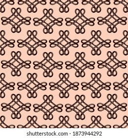 Chinese endless knots seamless pattern with symbols of eternity and hapiness in vintage style vector illustration