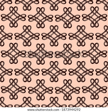 Chinese endless knots seamless pattern with symbols of eternity and hapiness in vintage style vector illustration