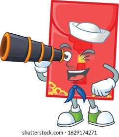 Chinese envelope cartoon happy Sailor style with binocular
