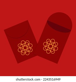 Sobre chino o paquete de papel con fondo rojo. Ilustración vectorial sobre rojo. EPS 10.