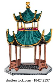 chinese facade - vintage - cartoon