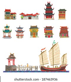 chinese facade - vintage - cartoon