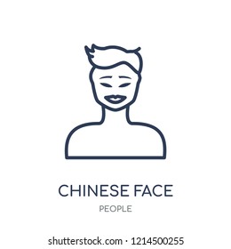 Chinese face icon. Chinese face linear symbol design from People collection. Simple outline element vector illustration on white background.