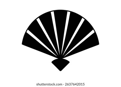 Chinese fan black clip art on white background
