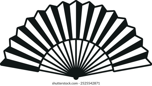 Chinese fan black icon. Oriental traditional accessory