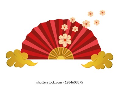 chinese fan and clouds