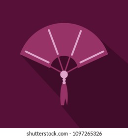 Chinese fan color flat icon for web and mobile design