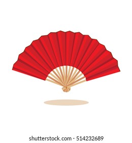 Chinese fan  color red  isolated on white background