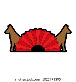 chinese fan with dogs