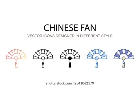 Chinese Fan icon design with white background stock illustration