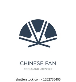 chinese fan icon vector on white background, chinese fan trendy filled icons from Tools and utensils collection, chinese fan vector illustration