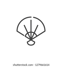 Chinese fan line icon. linear style sign for mobile concept and web design. Handheld fan outline vector icon. Symbol, logo illustration. Pixel perfect vector graphics