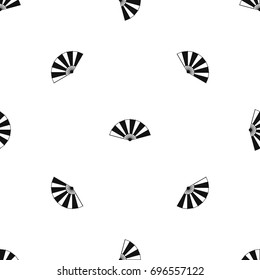 Chinese fan pattern repeat seamless in black color for any design. Vector geometric illustration