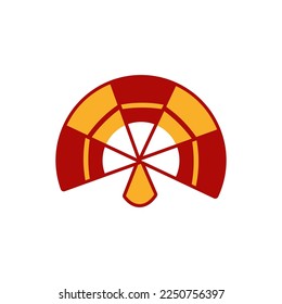Chinese fan vector design template and illustration with editable stroke