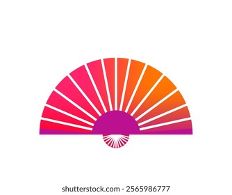 Chinese fan vector illustration. Asian traditional symbol in simple modern style. Gradient color design.