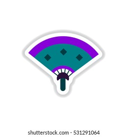 Chinese Fan Vector illustration of Chinese Folding fan in paper sticker style
