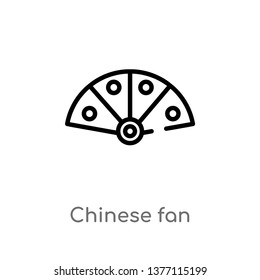 chinese fan vector line icon. Simple element illustration. chinese fan outline icon from tools and utensils concept. Can be used for web and mobile
