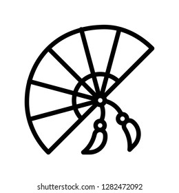 Chinese fan vector, Chinese New Year related line design icon editable stroke